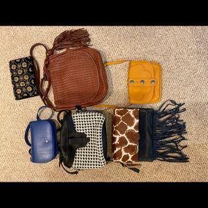 Bundle of leather/fabric bags
